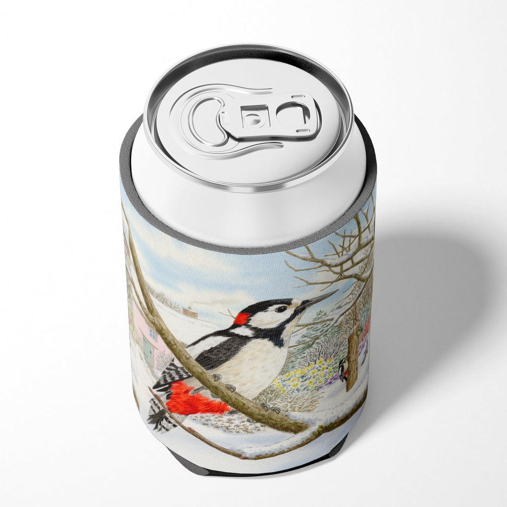 Spotted Woodpecker by Sarah Adams Can or Bottle Hugger Cooler Sleeve for Standard 12 oz Cans, Insulated Foam Beer & Soda Can Hugger Reusable