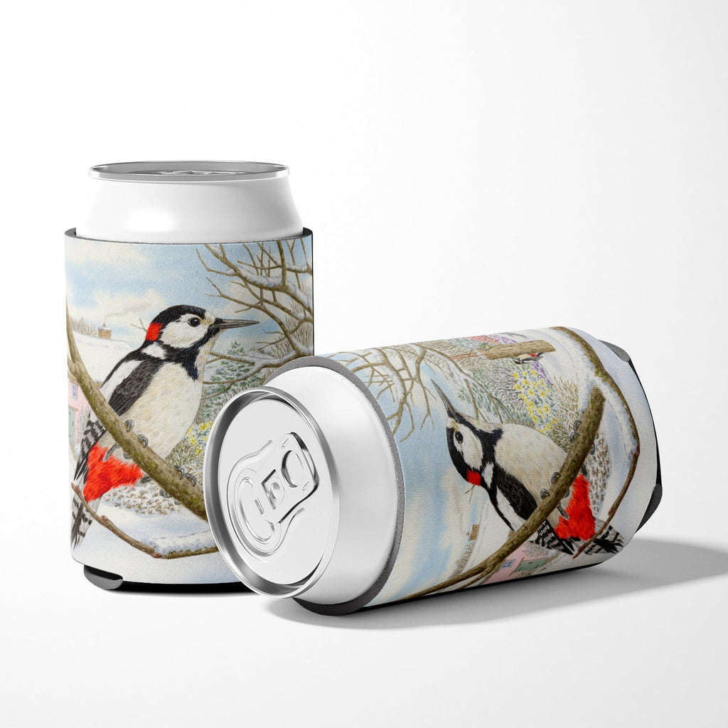 Spotted Woodpecker by Sarah Adams Can or Bottle Hugger Cooler Sleeve for Standard 12 oz Cans, Insulated Foam Beer & Soda Can Hugger Reusable