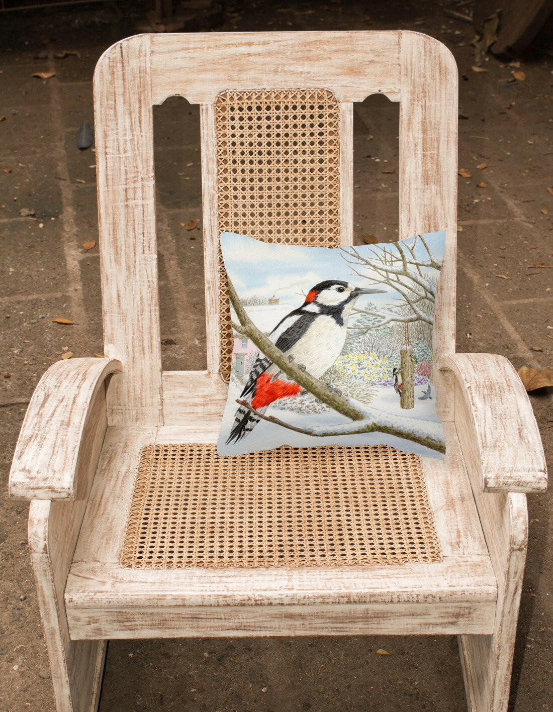 Spotted Woodpecker by Sarah Adams Decorative Throw Pillow 14x14 Indoor Outdoor Accent Cushion, Fabric Cover with Insert for Sofa, Bed, Porch & Living Room