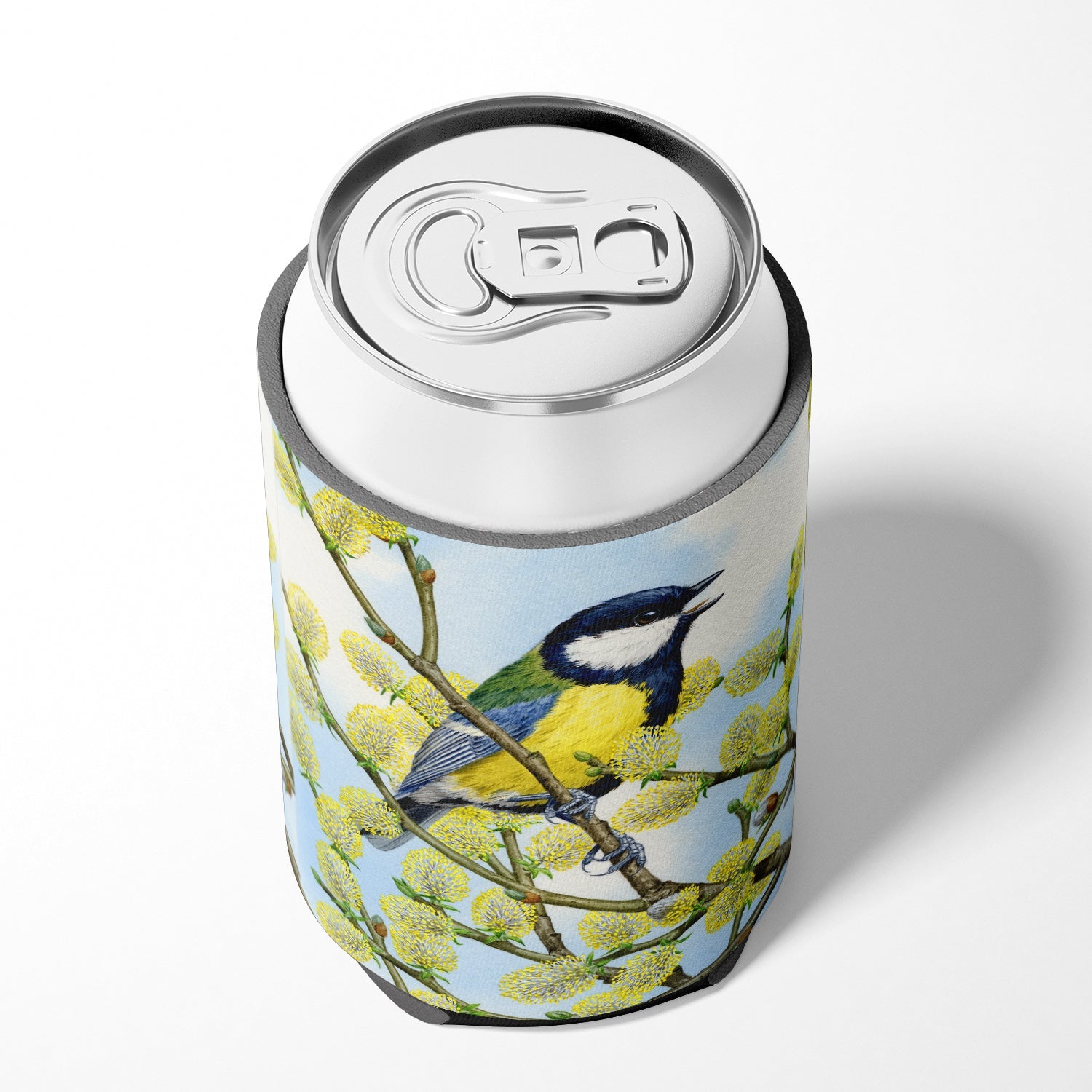 Eurasian Blue Tit by Sarah Adams Can or Bottle Hugger Cooler Sleeve for Standard 12 oz Cans, Insulated Foam Beer & Soda Can Hugger Reusable