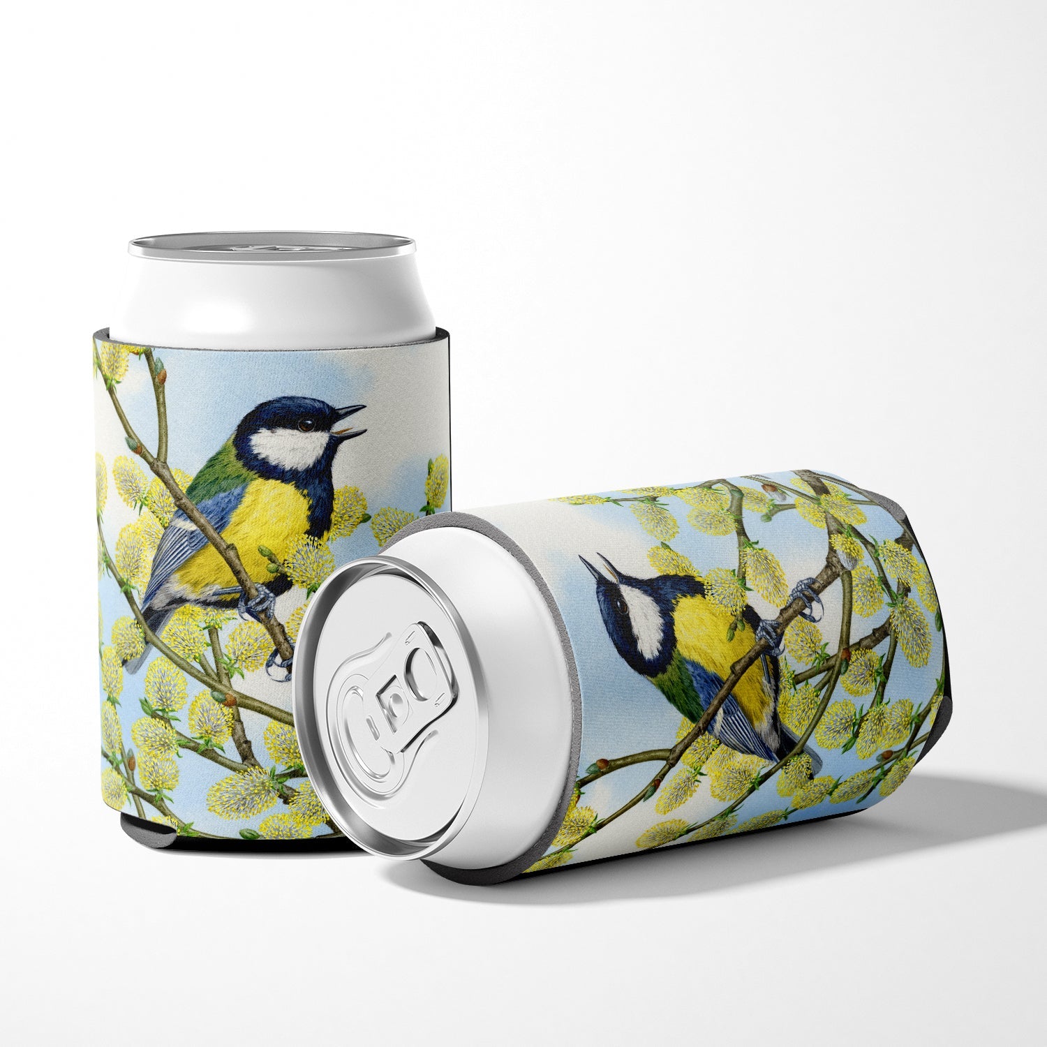 Eurasian Blue Tit by Sarah Adams Can or Bottle Hugger Cooler Sleeve for Standard 12 oz Cans, Insulated Foam Beer & Soda Can Hugger Reusable