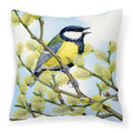 Eurasian Blue Tit by Sarah Adams Decorative Throw Pillow 18x18 Indoor Outdoor Accent Cushion, Fabric Cover with Insert for Sofa, Bed, Porch & Living Room