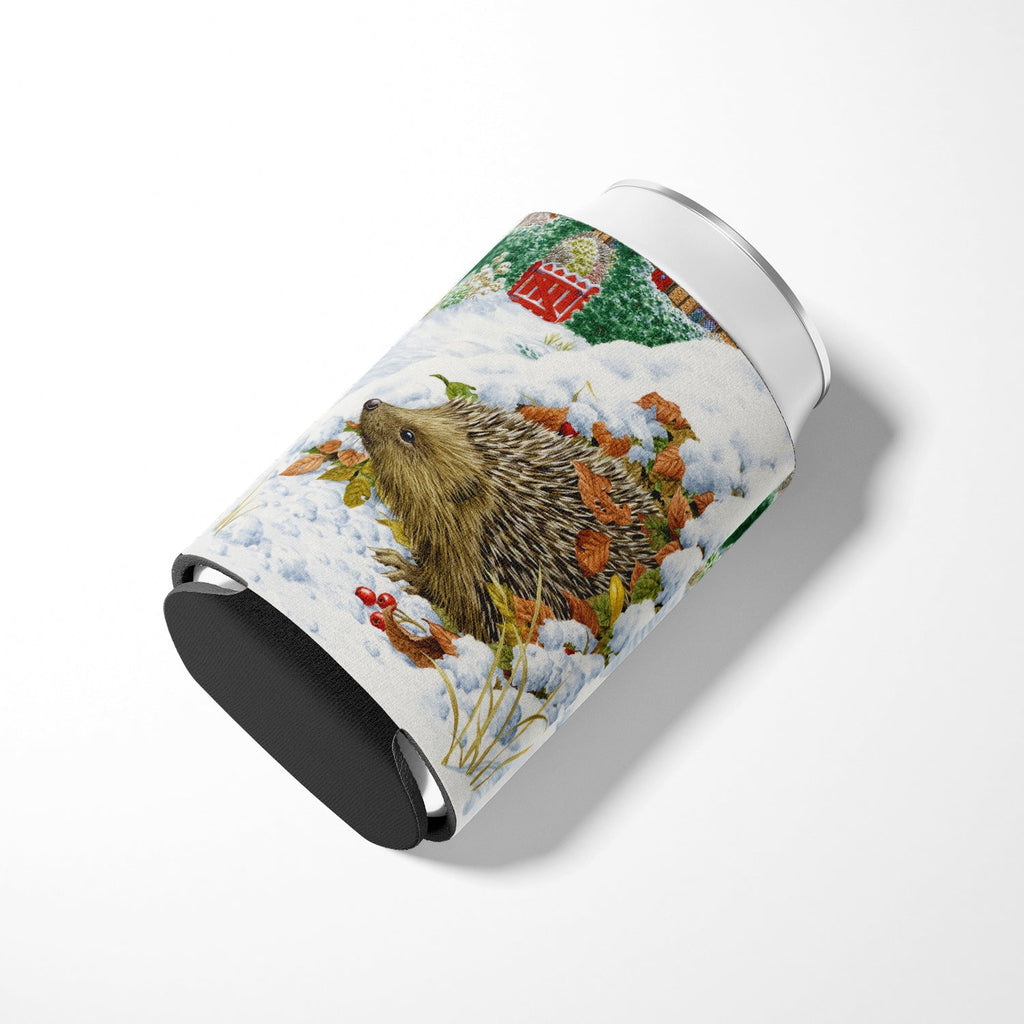 Hedgehog and Red Gate Cottage Can or Bottle Hugger Cooler Sleeve for Standard 12 oz Cans, Insulated Foam Beer & Soda Can Hugger Reusable