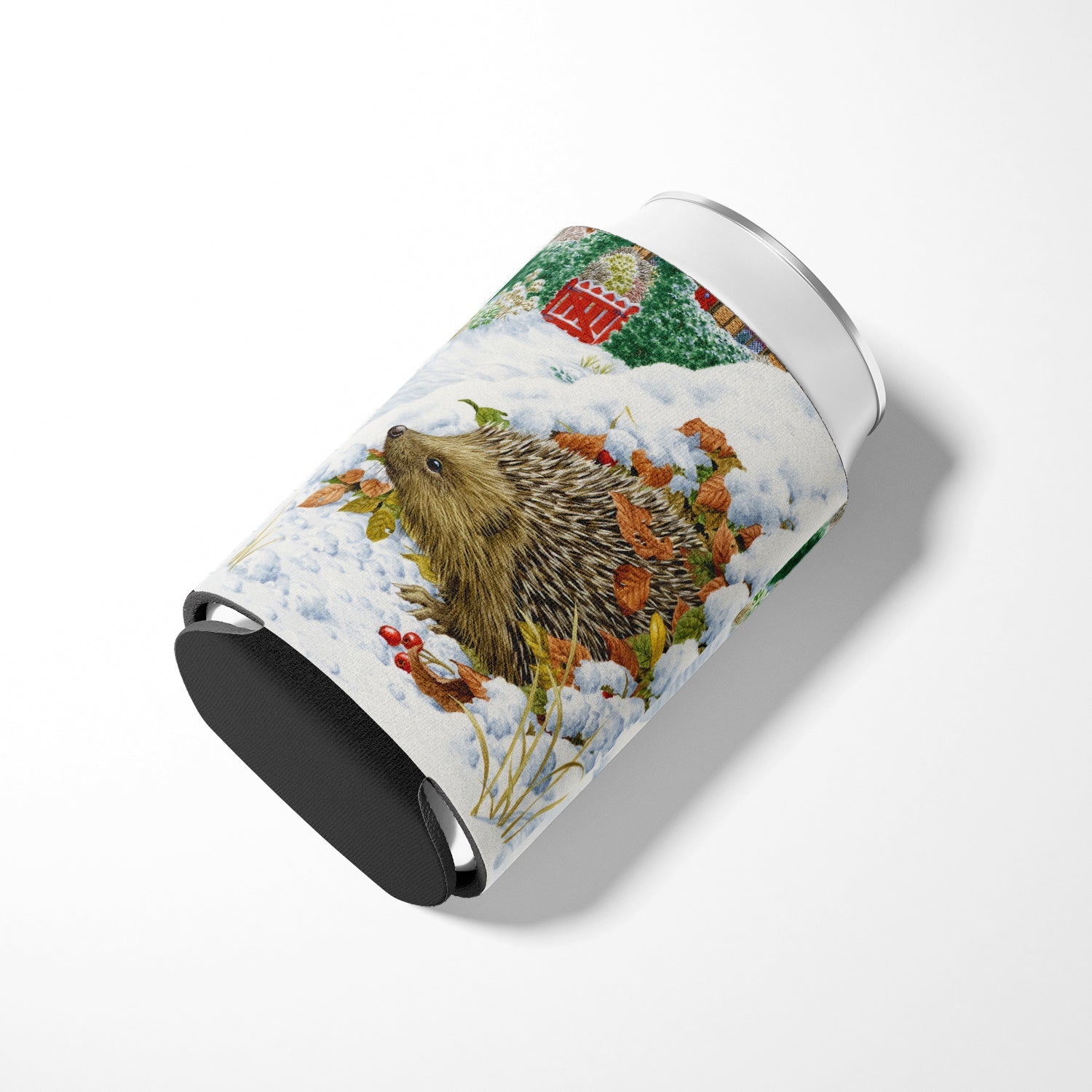 Hedgehog and Red Gate Cottage Can or Bottle Hugger Cooler Sleeve for Standard 12 oz Cans, Insulated Foam Beer & Soda Can Hugger Reusable