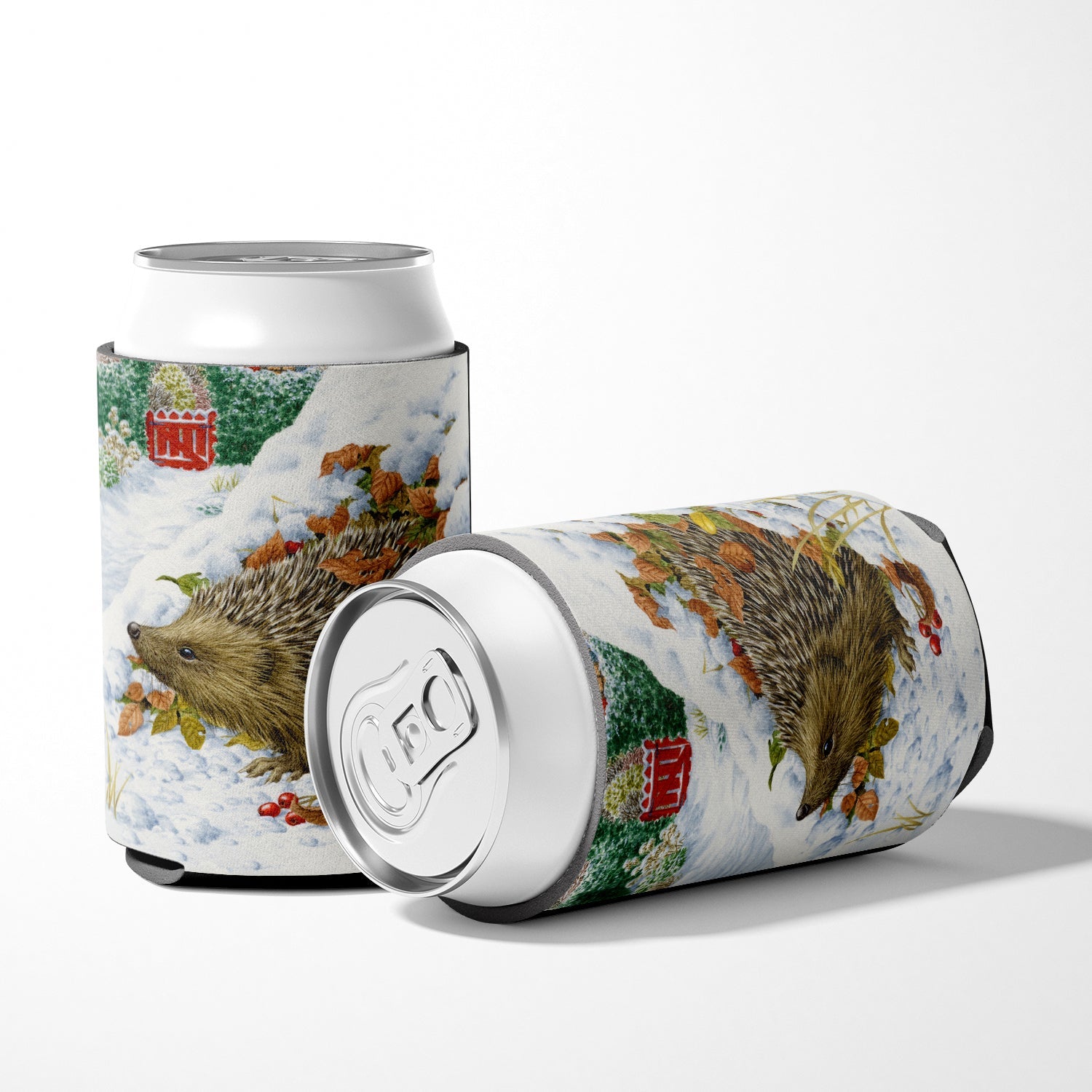 Hedgehog and Red Gate Cottage Can or Bottle Hugger Cooler Sleeve for Standard 12 oz Cans, Insulated Foam Beer & Soda Can Hugger Reusable