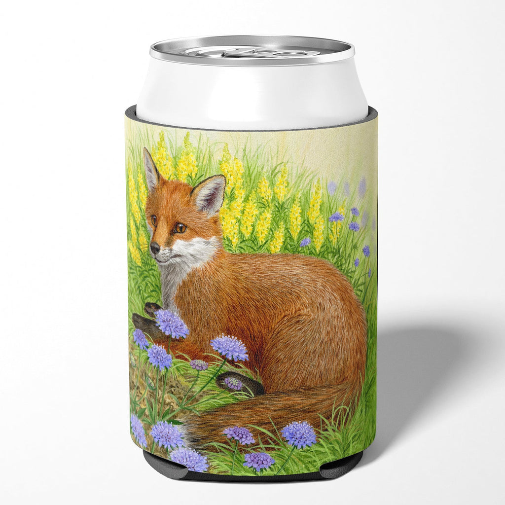 Fox in Flowers by Sarah Adams Can or Bottle Hugger Cooler Sleeve for Standard 12 oz Cans, Insulated Foam Beer & Soda Can Hugger Reusable