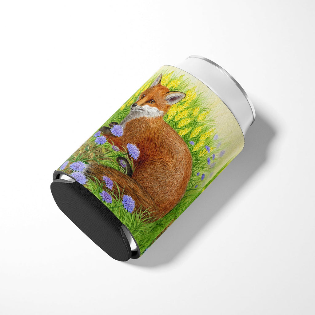 Fox in Flowers by Sarah Adams Can or Bottle Hugger Cooler Sleeve for Standard 12 oz Cans, Insulated Foam Beer & Soda Can Hugger Reusable