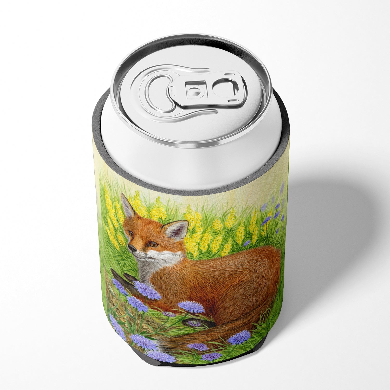 Fox in Flowers by Sarah Adams Can or Bottle Hugger Cooler Sleeve for Standard 12 oz Cans, Insulated Foam Beer & Soda Can Hugger Reusable