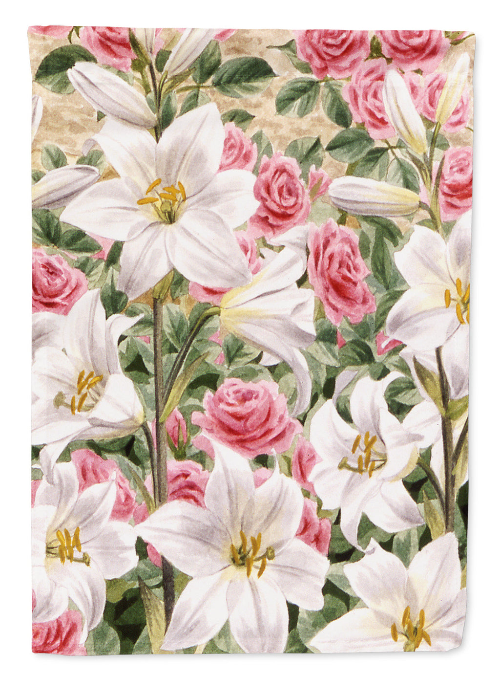 Lilies and Roses by Sarah Adams House Flag 28x40 Porch Sleeve Pole Decorative Outside Yard Banner Artwork Wall Hanging, Polyester