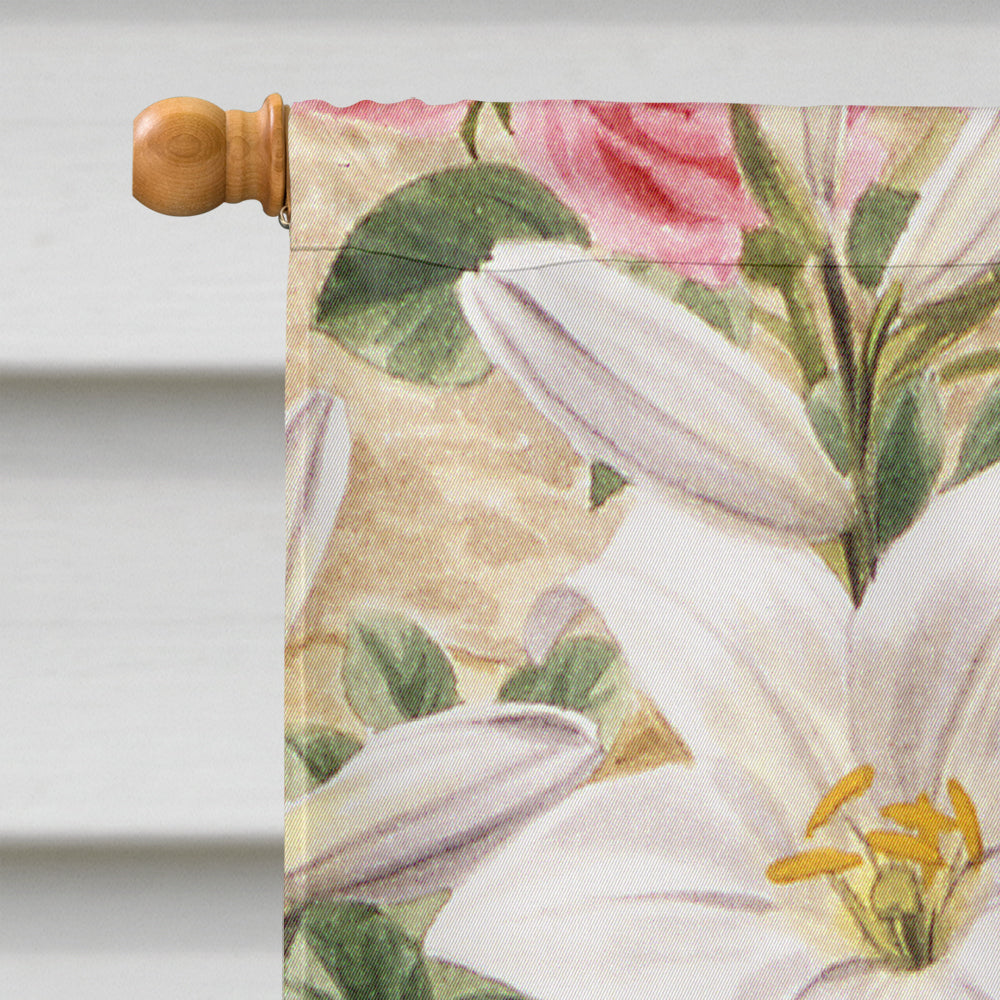 Lilies and Roses by Sarah Adams House Flag 28x40 Porch Sleeve Pole Decorative Outside Yard Banner Artwork Wall Hanging, Polyester
