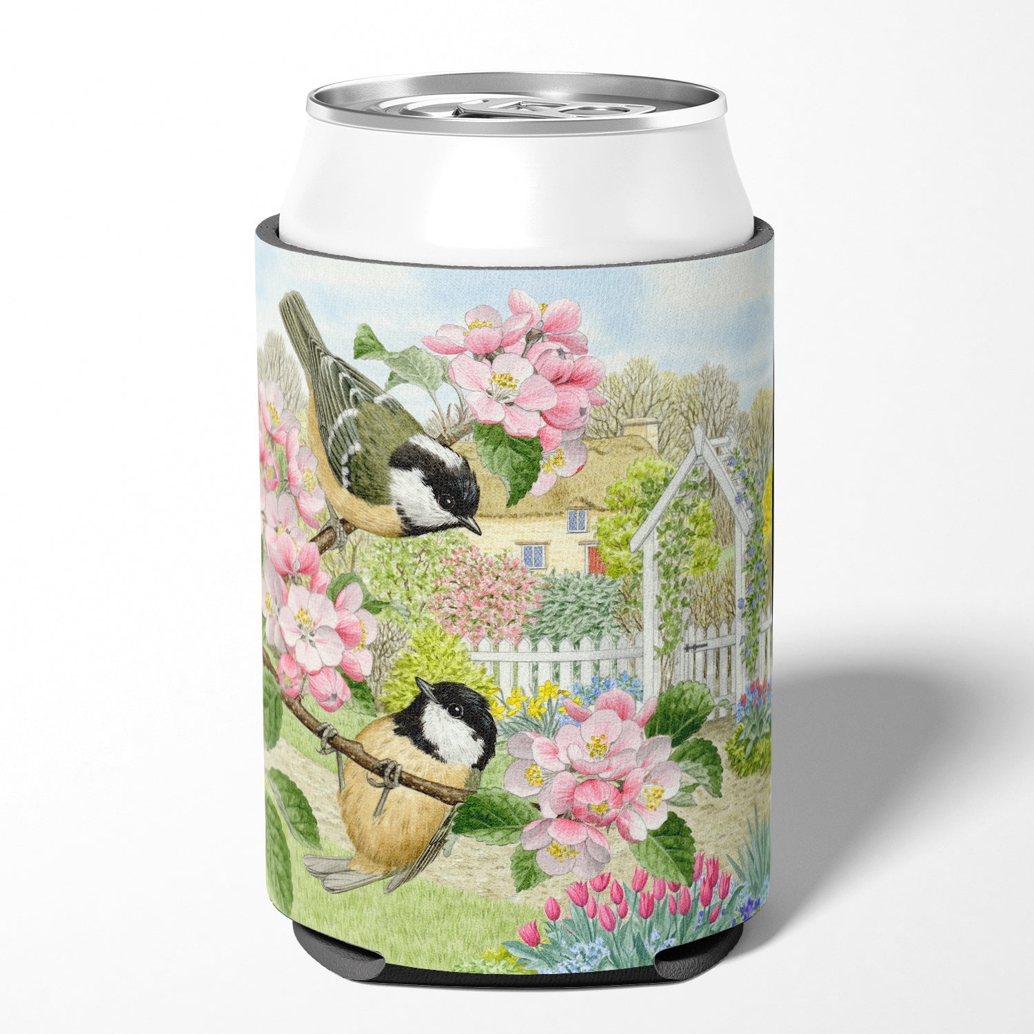 Coal Tits by Sarah Adams Can or Bottle Hugger Cooler Sleeve for Standard 12 oz Cans, Insulated Foam Beer & Soda Can Hugger Reusable