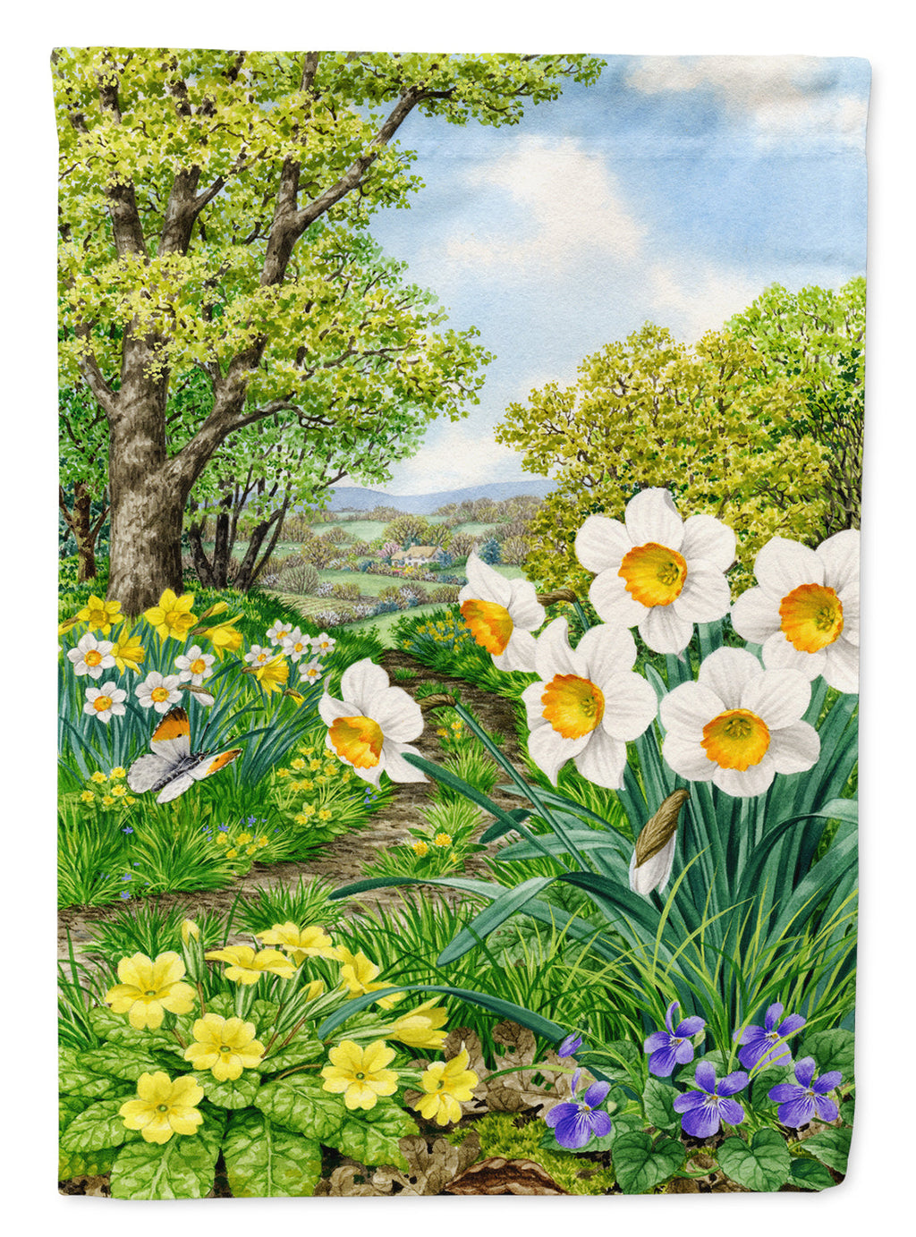 Spring Flowers by Sarah Adams House Flag 28x40 Porch Sleeve Pole Decorative Outside Yard Banner Artwork Wall Hanging, Polyester