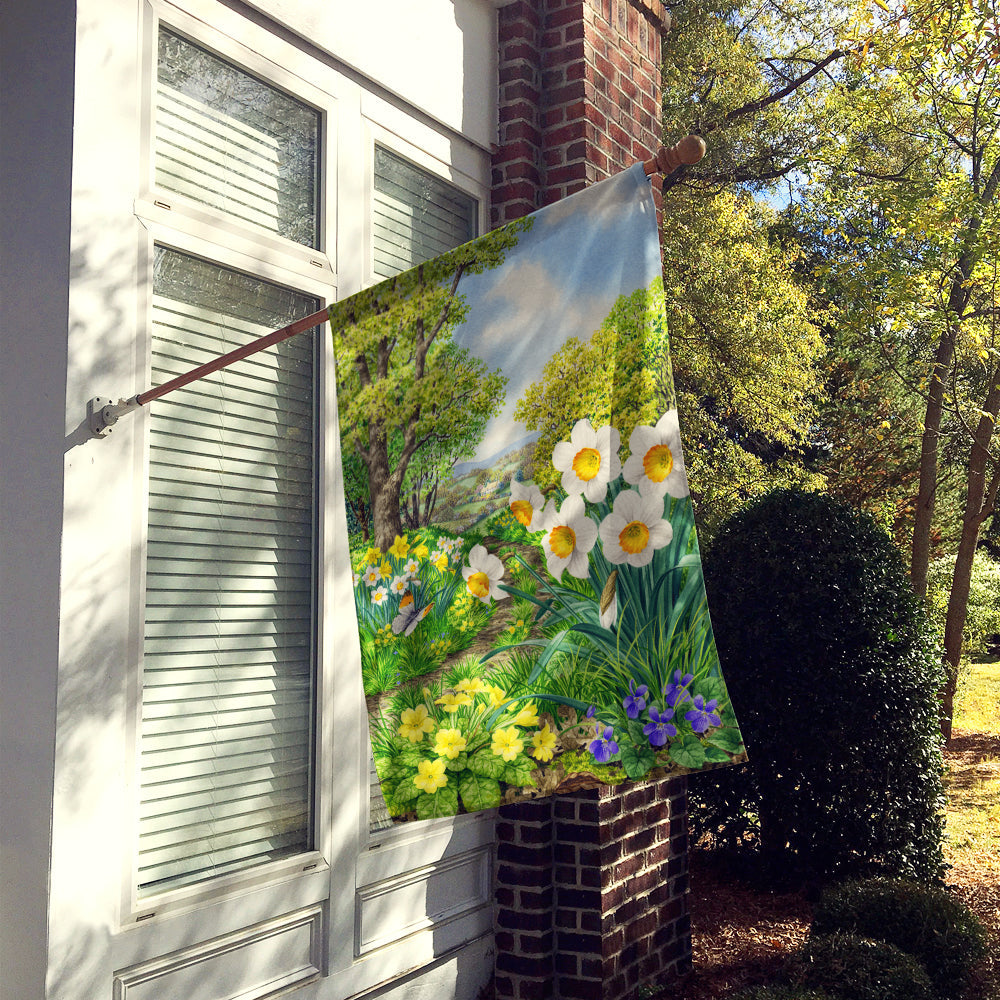 Spring Flowers by Sarah Adams House Flag 28x40 Porch Sleeve Pole Decorative Outside Yard Banner Artwork Wall Hanging, Polyester