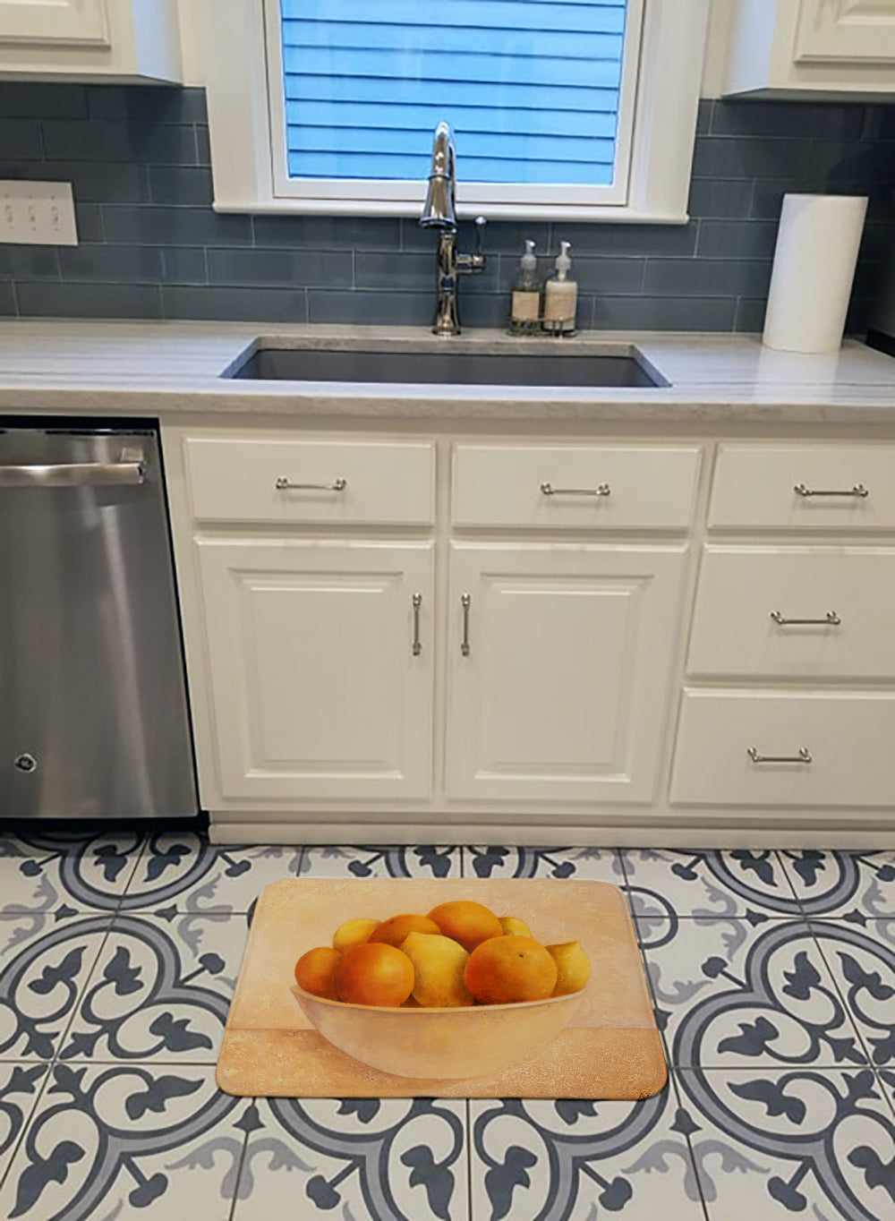 Oranges & Lemons in a Bowl Memory Foam Kitchen Mat Machine Washable Anti-Fatigue Cushion Comfort Bath or Kitchen Rug