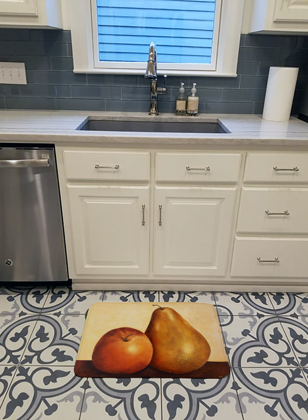 Apple and Pear Memory Foam Kitchen Mat Machine Washable Anti-Fatigue Cushion Comfort Bath or Kitchen Rug