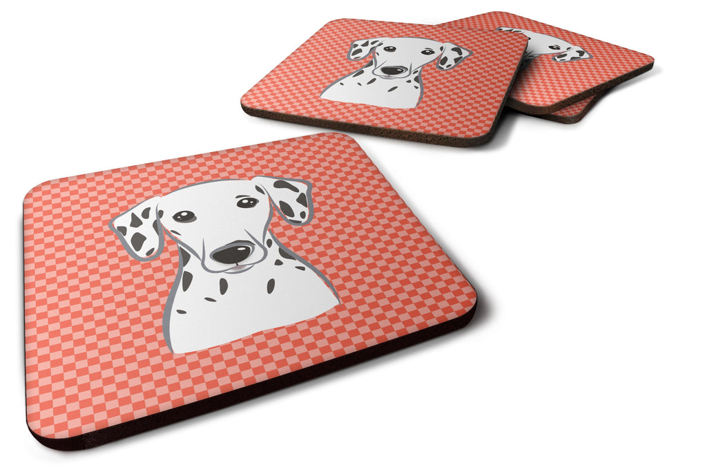 Red Checkered Dalmatian Foam Coasters Set of 4 Cup Coasters for Indoor Outdoor, Tabletop Protection, Anti Slip, Mouse pad Material
