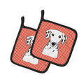 Red Checkered Dalmatian Pot Holder Set of 2 Heat Resistant Quilted Hot Pads 7.5 x 7.5 Inch, Insulated Kitchen Trivets for Cooking & Baking