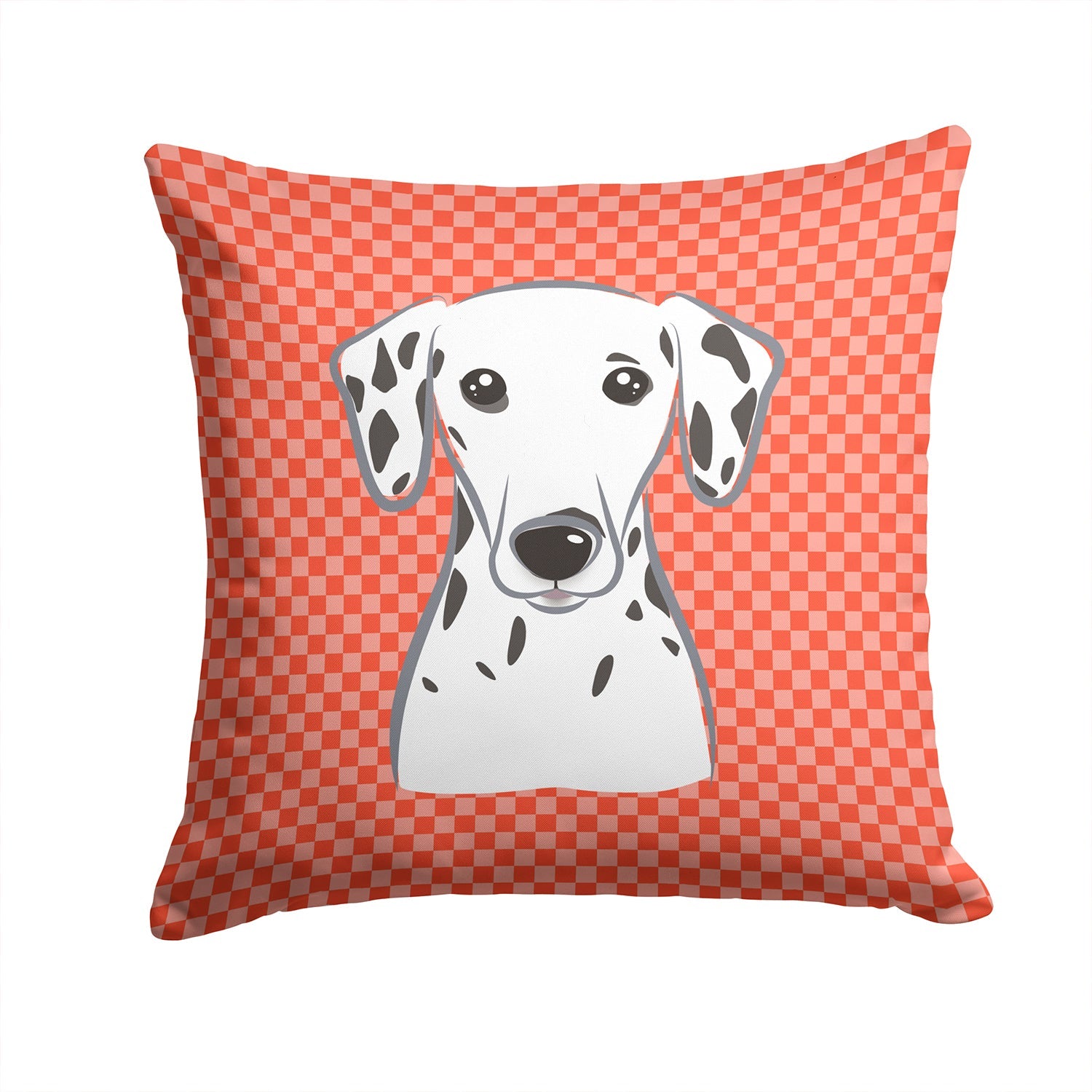 Red Checkered Dalmatian Decorative Throw Pillow 14x14 Indoor Outdoor Accent Cushion, Fabric Cover with Insert for Sofa, Bed, Porch & Living Room