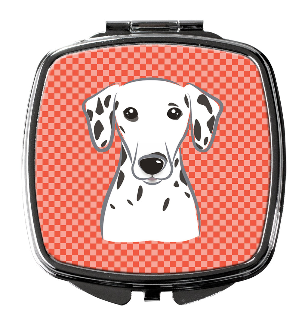 Red Checkered Dalmatian Compact Mirror Decorative Travel Makeup Mirror for Women Girls Gifts Pocket Makeup Mirror Folding Handheld