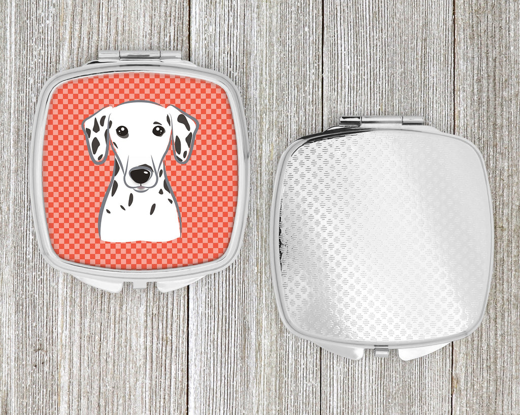 Red Checkered Dalmatian Compact Mirror Decorative Travel Makeup Mirror for Women Girls Gifts Pocket Makeup Mirror Folding Handheld