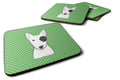 Green Checkered Bull Terrier Foam Coasters Set of 4 Cup Coasters for Indoor Outdoor, Tabletop Protection, Anti Slip, Mouse pad Material