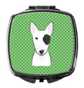 Green Checkered Bull Terrier Compact Mirror Decorative Travel Makeup Mirror for Women Girls Gifts Pocket Makeup Mirror Folding Handheld