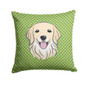 Green Checkered Golden Retriever Decorative Throw Pillow 14x14 Indoor Outdoor Accent Cushion, Fabric Cover with Insert for Sofa, Bed, Porch & Living Room