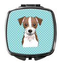 Checkerboard Blue Jack Russell Terrier Compact Mirror Decorative Travel Makeup Mirror for Women Girls Gifts Pocket Makeup Mirror Folding Handheld