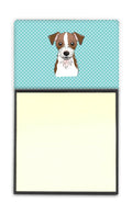 Checkerboard Blue Jack Russell Terrier Watercolor Sticky Note Holder Refillable Dispenser Desk Accessory 3x3 Pad Gift