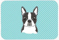 Checkerboard Blue Boston Terrier Mouse Pad, Heat Resistant Trivet Hot Pad , Non Slip Rubber Desk Mat, Kitchen Counter Protector, Home Office Decor Gift