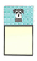 Checkerboard Blue Schnauzer Watercolor Sticky Note Holder Refillable Dispenser Desk Accessory 3x3 Pad Gift