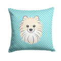 Checkerboard Blue Pomeranian Decorative Throw Pillow 14x14 Indoor Outdoor Accent Cushion, Fabric Cover with Insert for Sofa, Bed, Porch & Living Room
