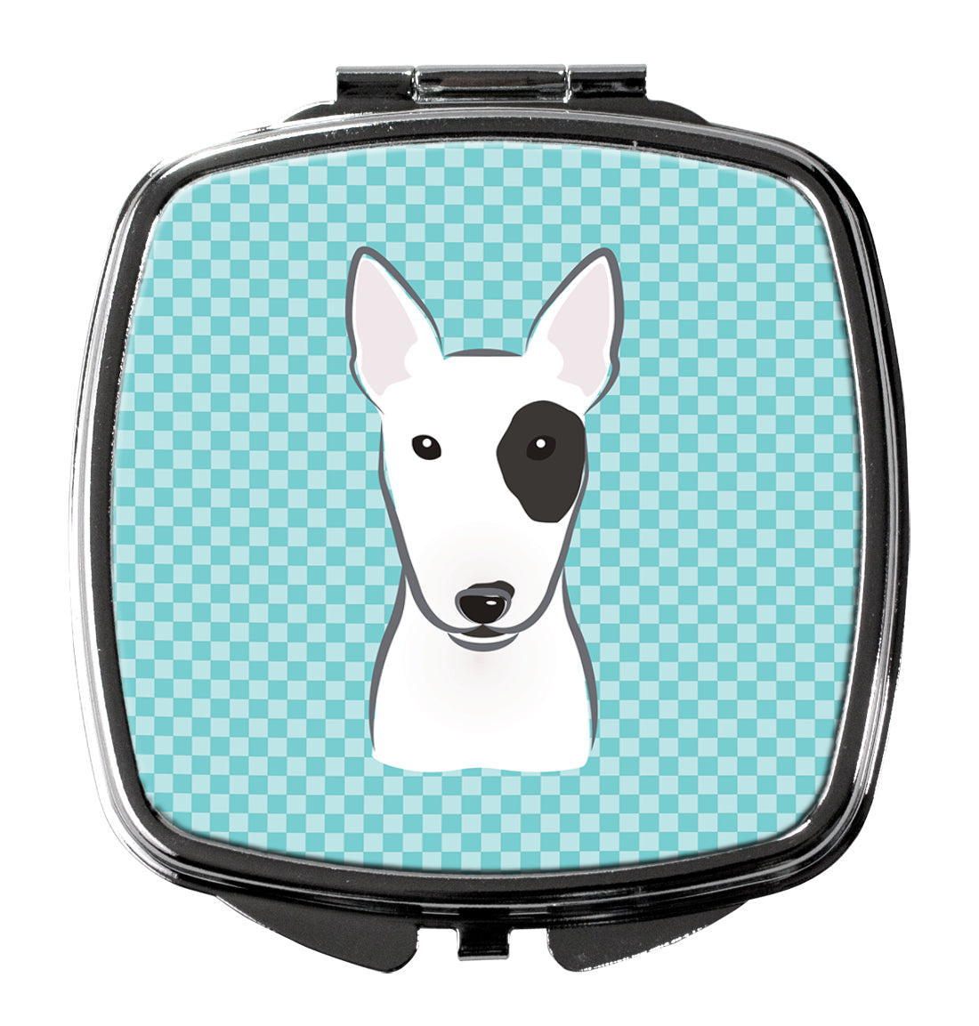 Checkerboard Blue Bull Terrier Compact Mirror Decorative Travel Makeup Mirror for Women Girls Gifts Pocket Makeup Mirror Folding Handheld
