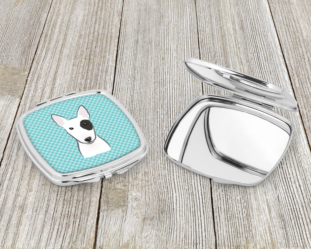 Checkerboard Blue Bull Terrier Compact Mirror Decorative Travel Makeup Mirror for Women Girls Gifts Pocket Makeup Mirror Folding Handheld