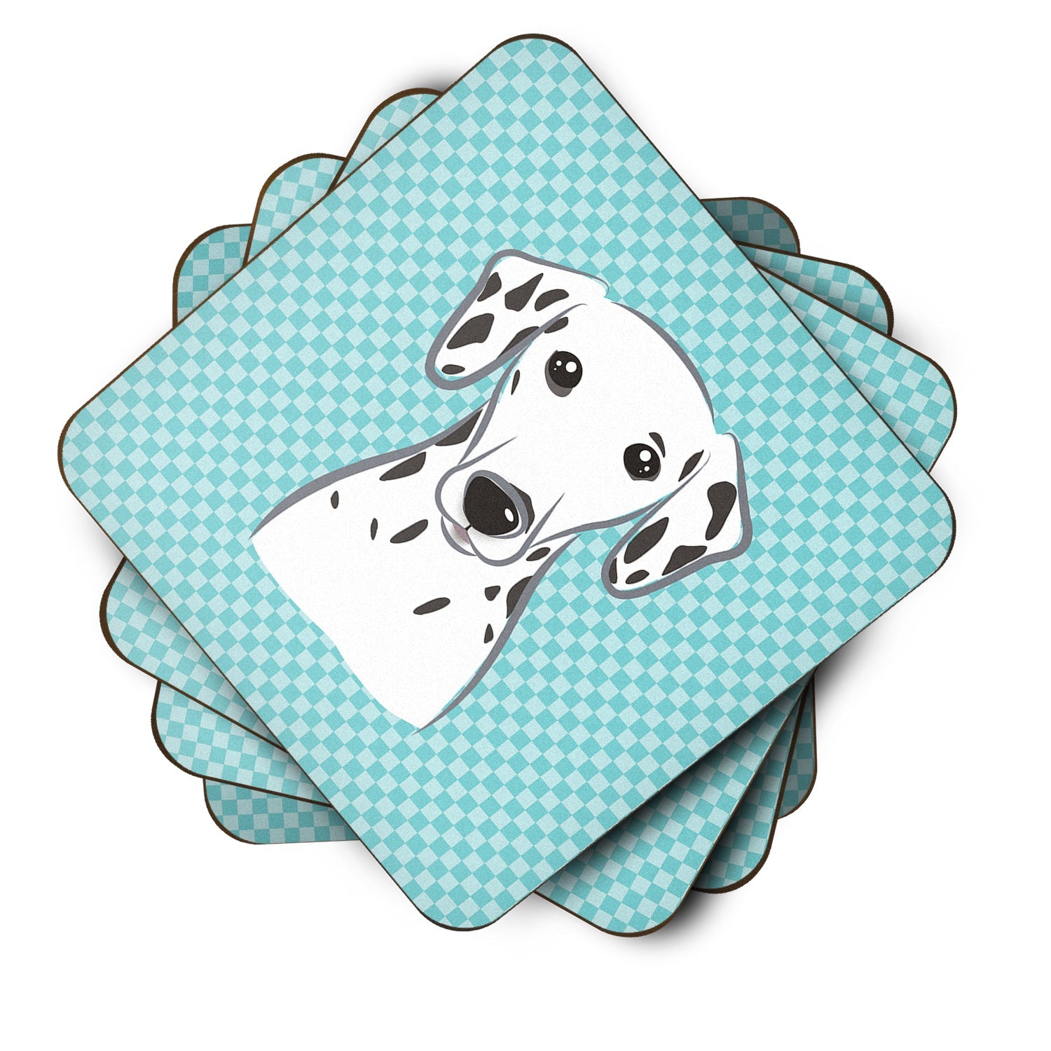 Checkerboard Blue Dalmatian Foam Coasters Set of 4 Cup Coasters for Indoor Outdoor, Tabletop Protection, Anti Slip, Mouse pad Material