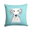 Checkerboard Blue Dalmatian Decorative Throw Pillow 14x14 Indoor Outdoor Accent Cushion, Fabric Cover with Insert for Sofa, Bed, Porch & Living Room