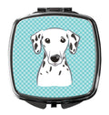 Checkerboard Blue Dalmatian Compact Mirror Decorative Travel Makeup Mirror for Women Girls Gifts Pocket Makeup Mirror Folding Handheld