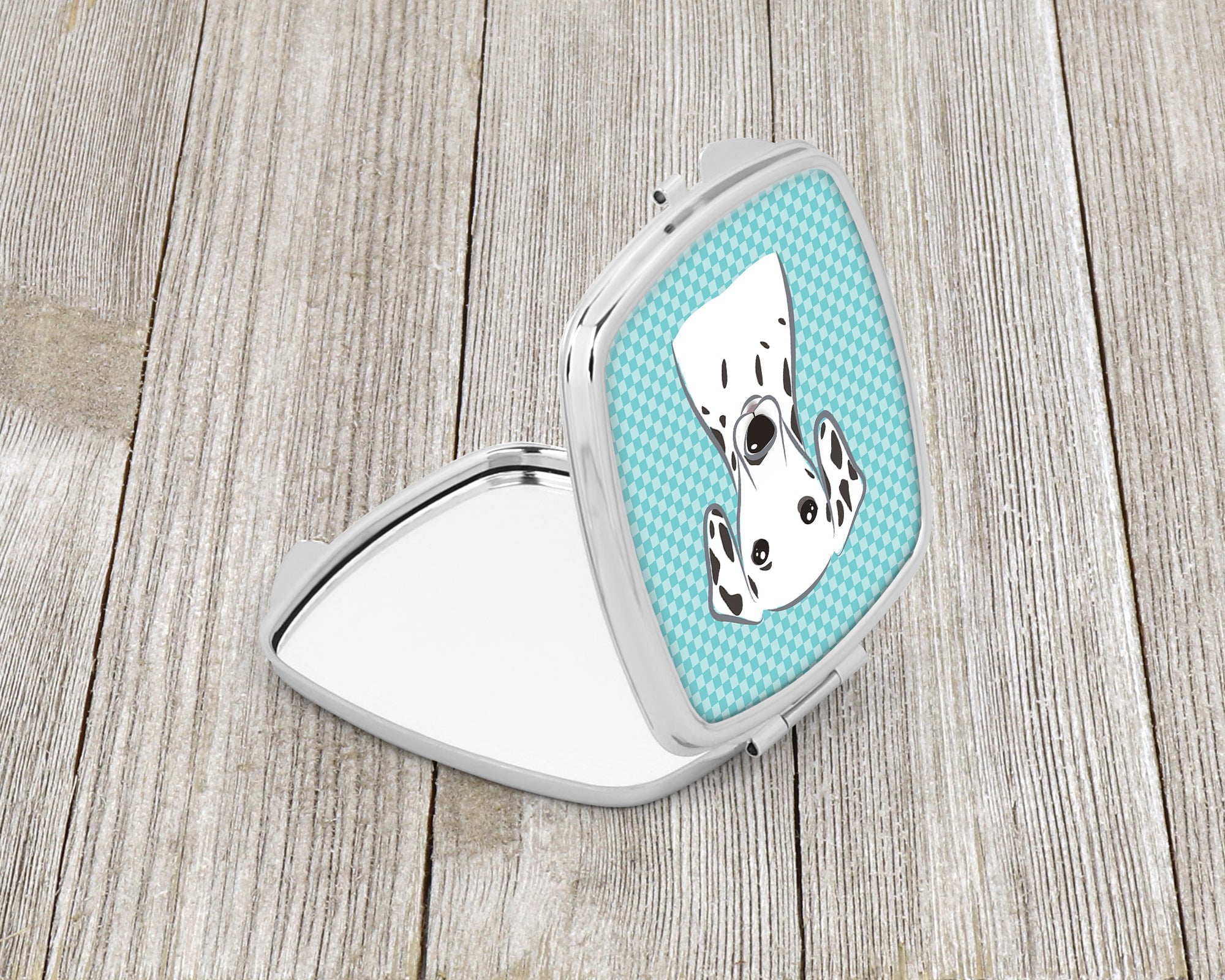 Checkerboard Blue Dalmatian Compact Mirror Decorative Travel Makeup Mirror for Women Girls Gifts Pocket Makeup Mirror Folding Handheld