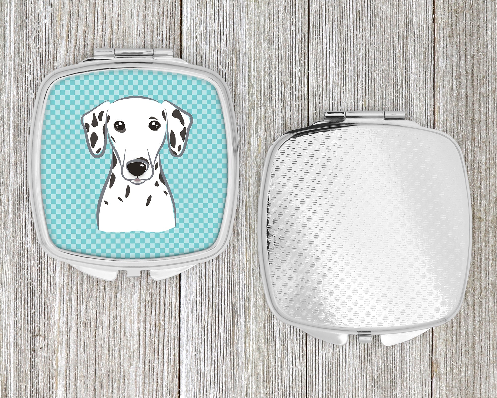 Checkerboard Blue Dalmatian Compact Mirror Decorative Travel Makeup Mirror for Women Girls Gifts Pocket Makeup Mirror Folding Handheld