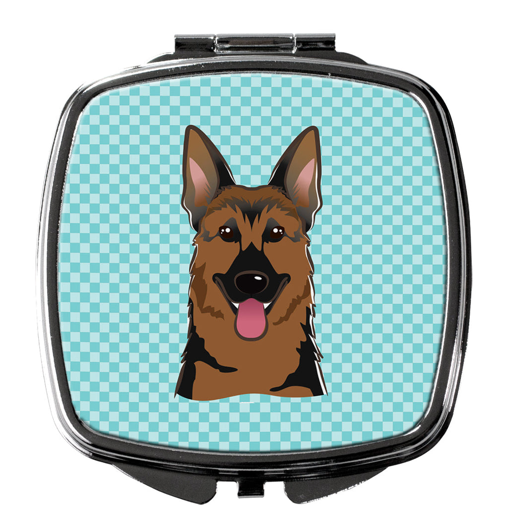 Checkerboard Blue German Shepherd Compact Mirror Decorative Travel Makeup Mirror for Women Girls Gifts Pocket Makeup Mirror Folding Handheld