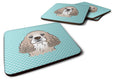 Checkerboard Blue Cocker Spaniel Foam Coasters Set of 4 Cup Coasters for Indoor Outdoor, Tabletop Protection, Anti Slip, Mouse pad Material