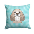 Checkerboard Blue Cocker Spaniel Decorative Throw Pillow 14x14 Indoor Outdoor Accent Cushion, Fabric Cover with Insert for Sofa, Bed, Porch & Living Room