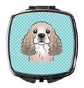 Checkerboard Blue Cocker Spaniel Compact Mirror Decorative Travel Makeup Mirror for Women Girls Gifts Pocket Makeup Mirror Folding Handheld