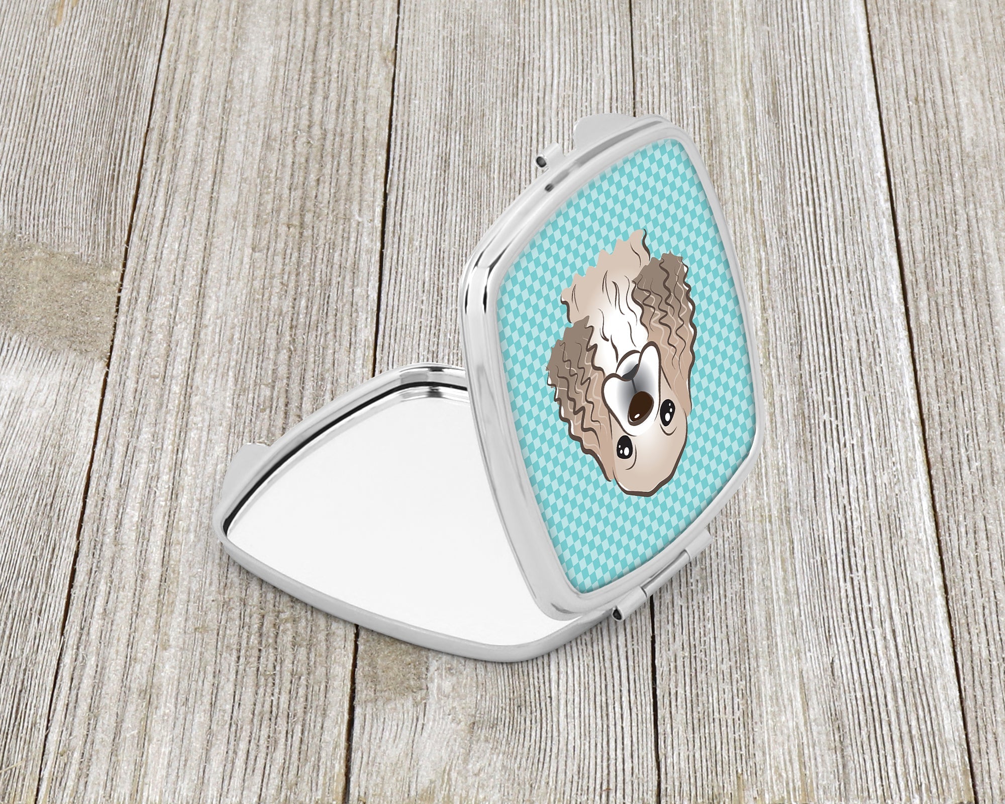 Checkerboard Blue Cocker Spaniel Compact Mirror Decorative Travel Makeup Mirror for Women Girls Gifts Pocket Makeup Mirror Folding Handheld