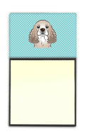 Checkerboard Blue Cocker Spaniel Watercolor Sticky Note Holder Refillable Dispenser Desk Accessory 3x3 Pad Gift