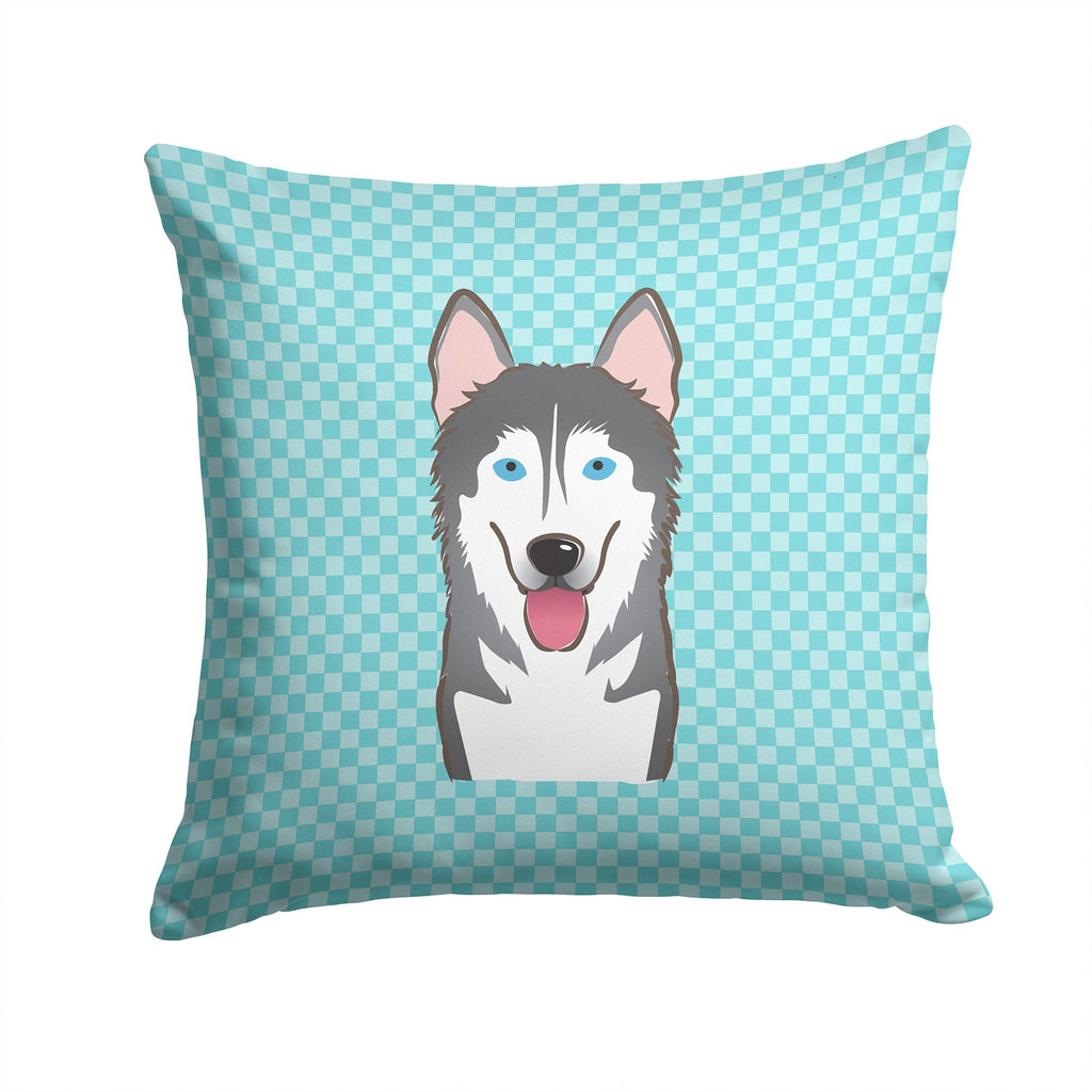 Checkerboard Blue Alaskan Malamute Decorative Throw Pillow 14x14 Indoor Outdoor Accent Cushion, Fabric Cover with Insert for Sofa, Bed, Porch & Living Room