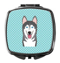Checkerboard Blue Alaskan Malamute Compact Mirror Decorative Travel Makeup Mirror for Women Girls Gifts Pocket Makeup Mirror Folding Handheld