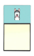 Checkerboard Blue Alaskan Malamute Watercolor Sticky Note Holder Refillable Dispenser Desk Accessory 3x3 Pad Gift