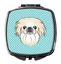 Checkerboard Blue Pekingese Compact Mirror Decorative Travel Makeup Mirror for Women Girls Gifts Pocket Makeup Mirror Folding Handheld