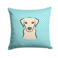 Checkerboard Blue Yellow Labrador Decorative Throw Pillow 14x14 Indoor Outdoor Accent Cushion, Fabric Cover with Insert for Sofa, Bed, Porch & Living Room